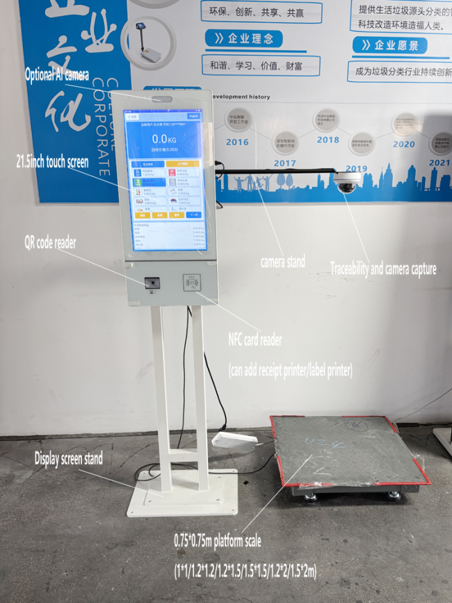 21.5inch Smart Ground Scale Platform IoT LCD Display Weighing System Touch Screen Thermal Printing Receipt Label OEM ODM