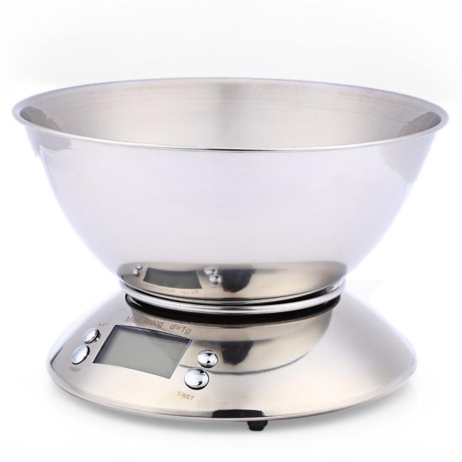 5kg electronic Stainless Steel Food Weighing Scale digital multifunction kitchen scale with Large Removal Bowl