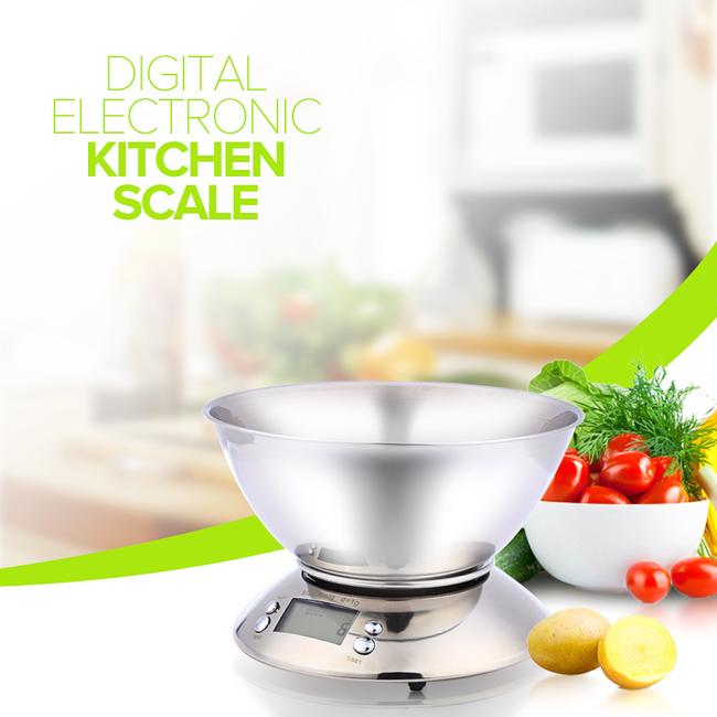 5kg electronic Stainless Steel Food Weighing Scale digital multifunction kitchen scale with Large Removal Bowl