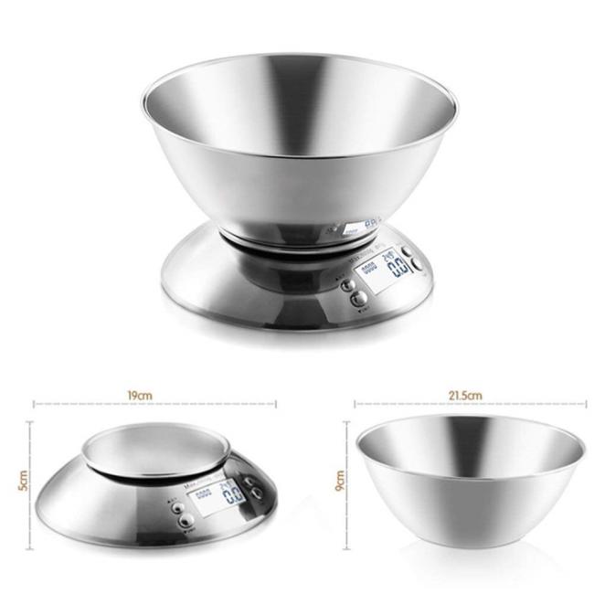 5kg electronic Stainless Steel Food Weighing Scale digital multifunction kitchen scale with Large Removal Bowl