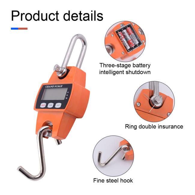 20 Pieces 300kg / 50g Digital LCD Smart Electronic Hook Scale Professional Waterproof Detachable Hook Industrial Scale Hanging