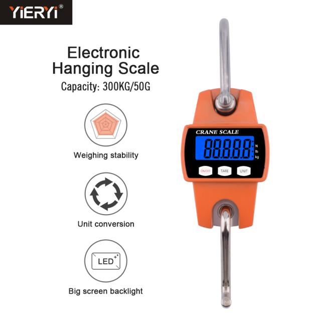 20 Pieces 300kg / 50g Digital LCD Smart Electronic Hook Scale Professional Waterproof Detachable Hook Industrial Scale Hanging