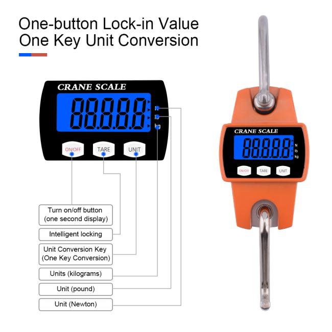 20 Pieces 300kg / 50g Digital LCD Smart Electronic Hook Scale Professional Waterproof Detachable Hook Industrial Scale Hanging
