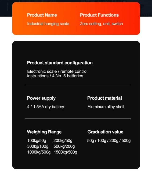 Precision Hanging Crane Weighing Scale 100kg 300kg 500kg 1000kg 1t Weight Crane Scale With OIML Approval