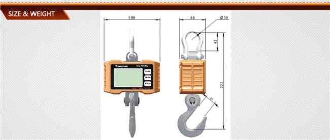 Digital Calibrate 300kg 0.1kg Lcd Display Mini Portable Crane Scale