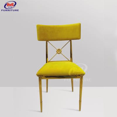 China Yellow Seat Bag Stainless Steel Hotel Banquet Chair For Wedding Fine Dining for sale
