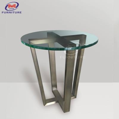 中国 円形はガラス テーブルの上のステンレス鋼のテーブルの足の寝室の居間のオフィスのコーヒー テーブルを和らげた 販売のため