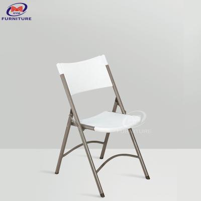 China Aluminum Alloy HDPE Plastic Folding Dining Chair Stackable With Backrest for sale