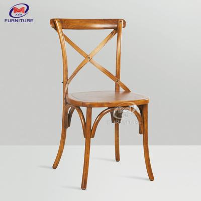 China Stackable X Cross Back Beech Wooden Wedding Chairs For Dining for sale