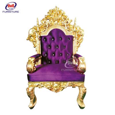 China Modern Royal Gold Purple King Lion Throne Chair Sofa For Wedding for sale
