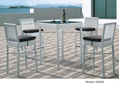 China 5pcs wicker rattan outdoor furniture  high back bar chair table -8360 for sale