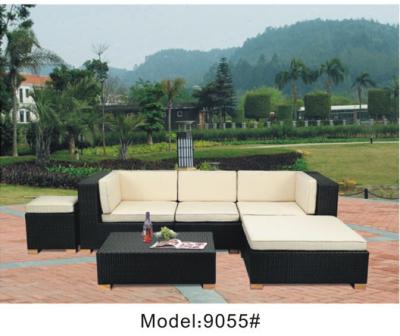 China el sofá de mimbre al aire libre de la conversación de la rota de 6 pedazos fijó con el otomano -9055 en venta