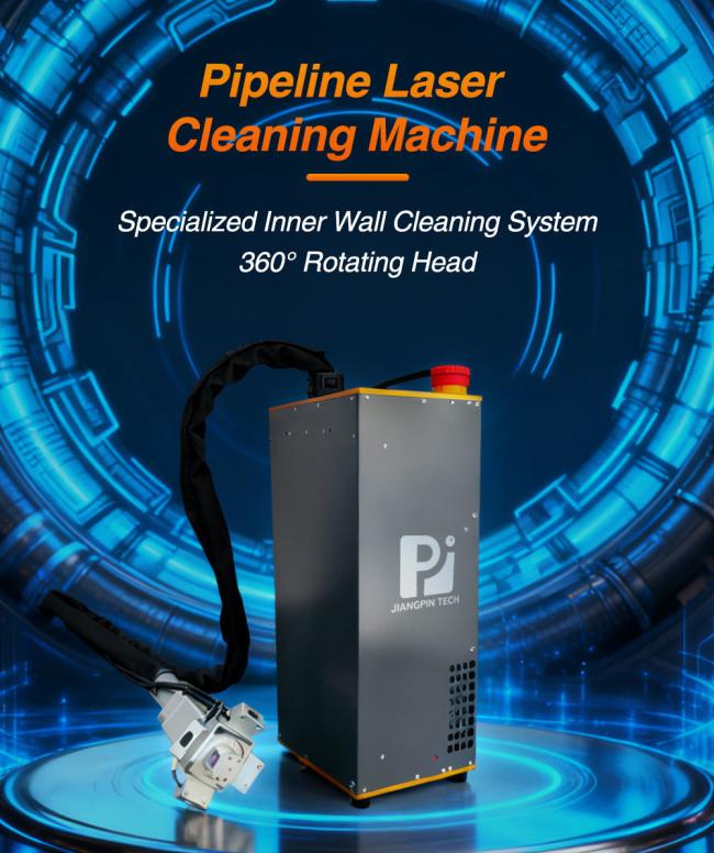 Portable 300W/500W Pipe Laser Cleaning Machine in operation cleaning industrial pipeline
