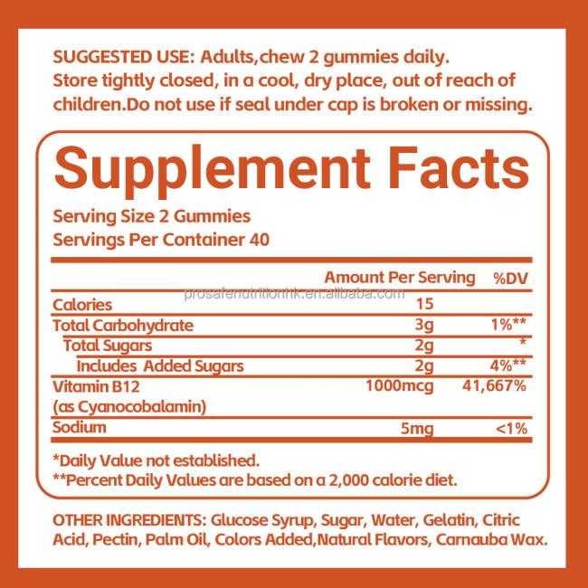 High-Potency B12 Energy Gummies packaging options
