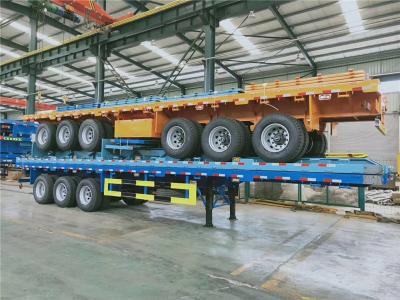 China Truck Transport Semi Trailer 30-60 Ton 3 Axles Container Flat Bed Semi Trailer for sale