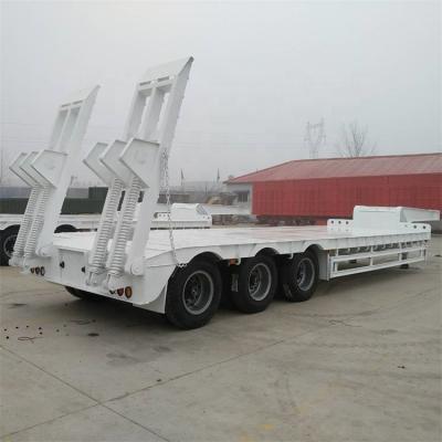 中国 Transport Low  Flatbed Trailer For Tractor Truck Head Heavy Duty 3 Axles 30t 販売のため