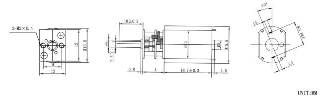 13mm 6V 100RPM Miniature Gear Motor High Torque Gearbox For Express Cabinet Lock Dimensions