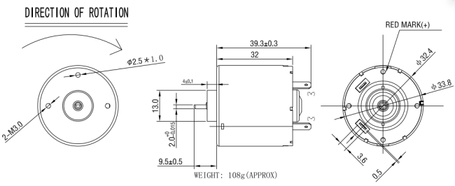 RS-3432 Motor dimension
