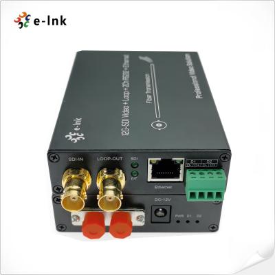 China prolongamento da fibra de 12G SDI com ethernet 10/100/1000Mbps 2 canais RS485 inverso à venda