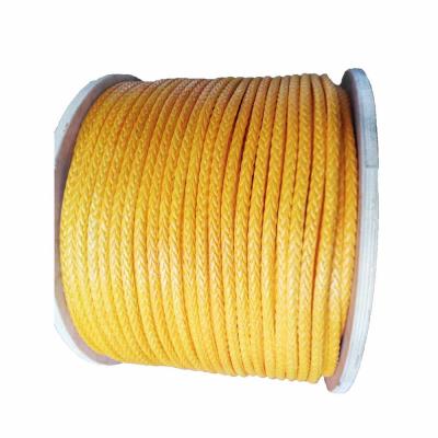 China Yellow 10mm X 500m UHMWPE Fiber Rope 12 Strand Excellent Shock Absorbing for sale