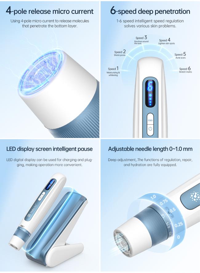 Liquid-carrying electric micro needle pen solving kinds of skin problem 7