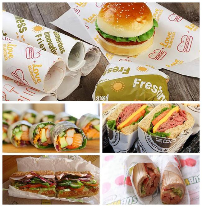 MG White Hamburger Paper 35GSM Eco-friendly Food Grade Greaseproof MG White Hamburger / Sandwich Paper