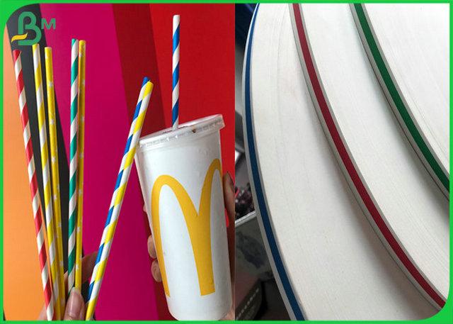 Slit White Kraft Paper Roll 60G 120G 15MM 14MM Slit White Kraft Paper Roll For Colours Striped Paper Straws