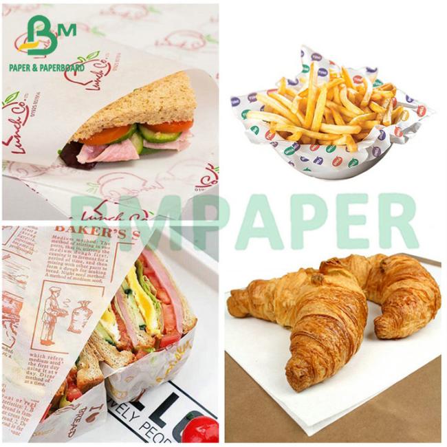 34gsm 40gsm 45gsm White or Brown Greaseproof Paper Roll For Packing Sandwiches 34gsm 40gsm 45gsm White or Brown Greaseproof Paper Roll For Packing Sandwiches