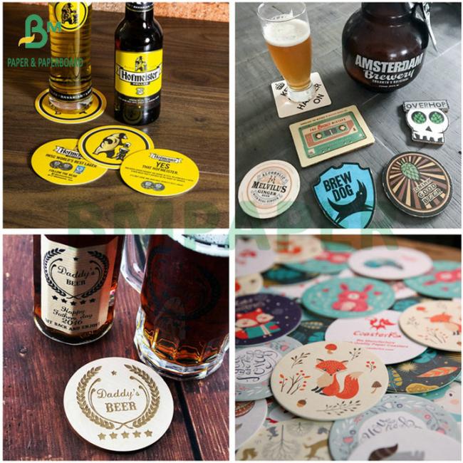 Natural White 600um 900um Double Sided Uncoated Beer Pads Paperboard Natural White 600um 900um Double Sided Uncoated Beer Pads Paperboard