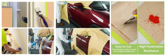 High Penetration Resistance 70gsm Strong Car Masking Paper For Painting Job High Penetration Resistance 70gsm Strong Car Masking Paper For Painting Job