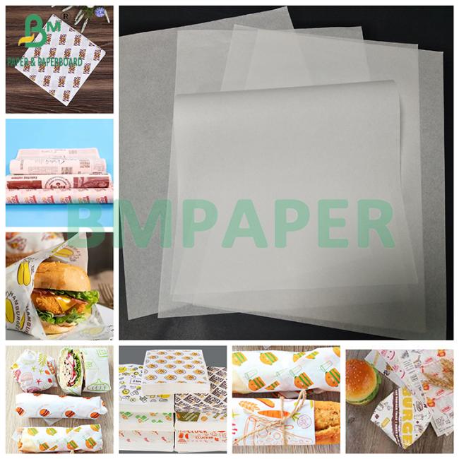 40gsm 60gsm White Kit5/ Kit7 Greaseproof Paper For Wrapping Hamburger