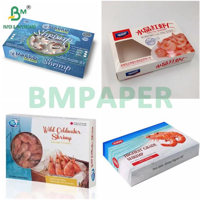 250g + 15g 18g PE Coated White Cardboard for Making Frozen Shrimp Packing Boxes 250g + 15g 18g PE Coated White Cardboard for Making Frozen Shrimp Packing Boxes