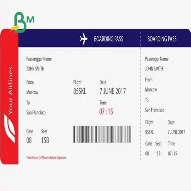 High Whiteness 787*1092mm/889*1194mm Shiny paper for Boarding Pass High Whiteness 787*1092mm/889*1194mm Shiny paper for Boarding Pass