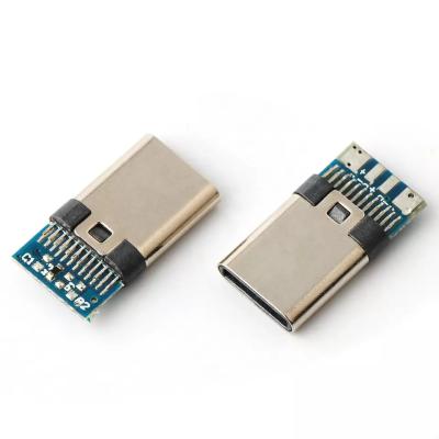 China Conectores USB Tipo C Plugue 24 pinos 4 núcleos Fio de solda com soquete PCB macho à venda