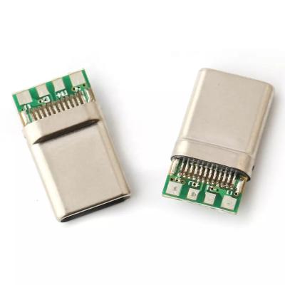 China 12 pines USB 3.1 USB C Conector macho Alambre de soldadura PCB Interfaz de enchufe USB en venta