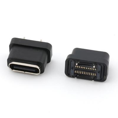 China 24Pin USB Type C Female Connector Vertical Type IPX8 Waterproof for sale