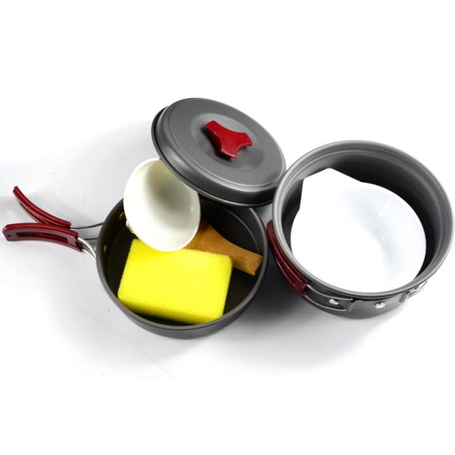Outdoor Backpacking Aluminum Non Stick Cookware Set Camping Pot and Pans