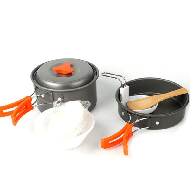 Outdoor Kitchen Lightweight Backpacking Camping Pot Set Non-Stick Camping Cookware