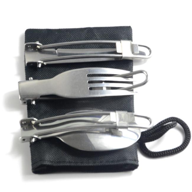 Stainless Steel Camping Cutlery Set Outdoor Portable Folding Spoon Fork Knife