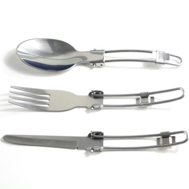 Stainless Steel Camping Cutlery Set Outdoor Portable Folding Spoon Fork Knife