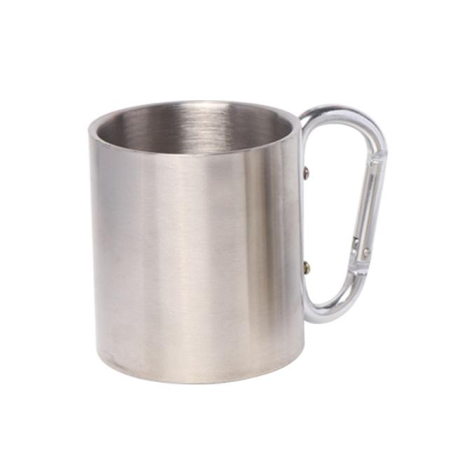 Double Wall Stainless Steel Portable Camping Travel Coffee Mug with Carabiner