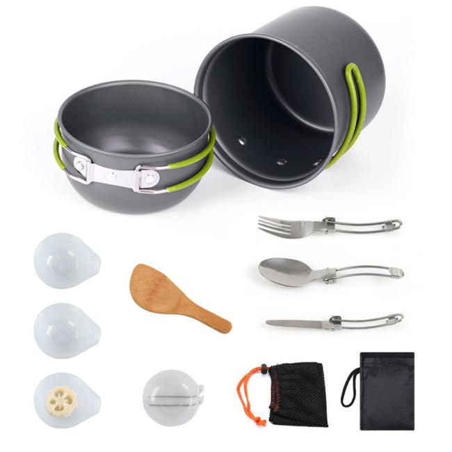 Outdoor Portable Aluminum Camping Pot Cookware Set Tableware Set