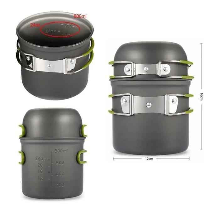 Outdoor Portable Aluminum Camping Pot Cookware Set Tableware Set