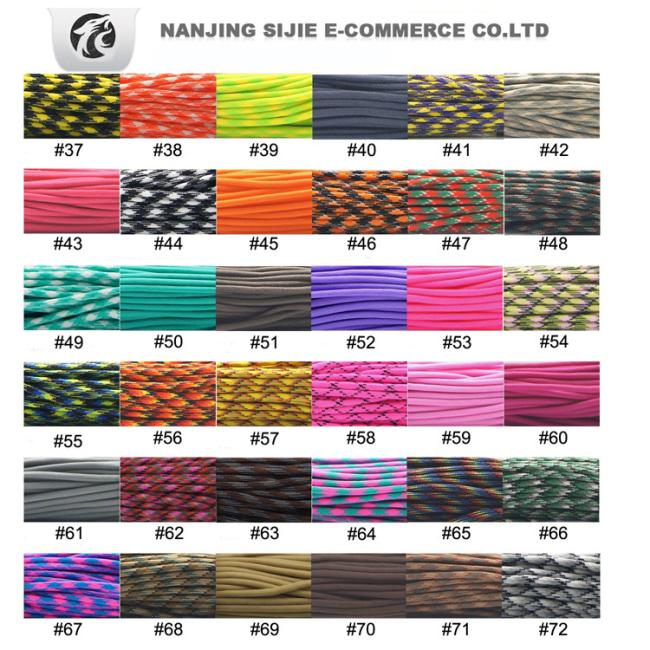 Hotsale Outdoor Camping Emergency 550 Paracord 4mm Polyester Parachute Cord Rope