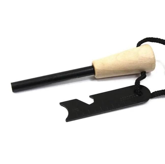 Outdoor Emergency Fire Starter Flint Steel Striker Ferro Rod with Wood Handle