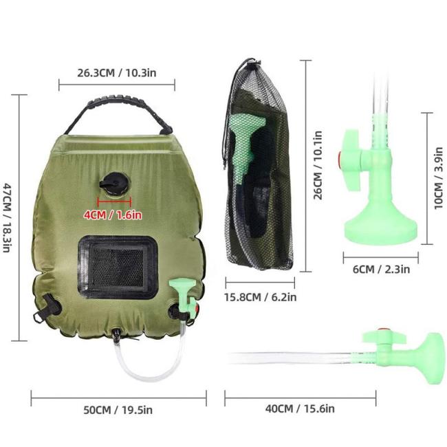 Outdoor Portable Travel Solar Camping Shower 20L PVC Hanging Shower Bag