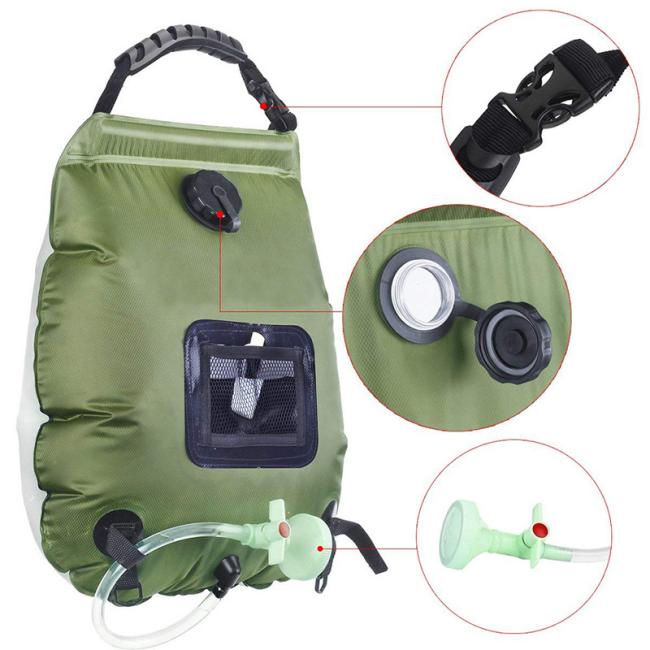 Outdoor Portable Travel Solar Camping Shower 20L PVC Hanging Shower Bag