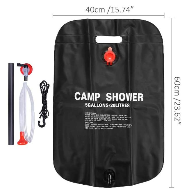 Outdoor Portable 20L Solar Heated Camping Shower PVC Beach Shower Water Bag