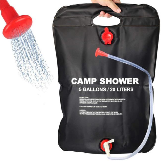 Outdoor Portable 20L Solar Heated Camping Shower PVC Beach Shower Water Bag