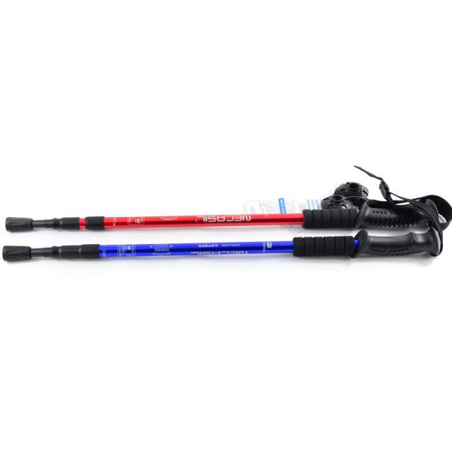 Outdoor Straight Grip Telescopic Walking Stick Aluminum Hiking Trekking Pole Sticks